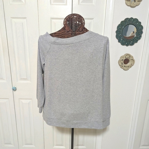 1. State Tops - NWT Soft Gray Sweatshirt Top w/ Slight off the Shoulder Neckline - Long Sleeve